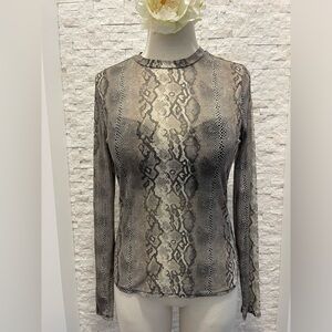 AFRM Olive Snakeskin Pattern Mesh Top